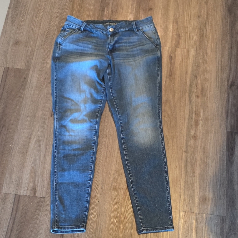 Maurices Dark Blue Skinny Jeans Size 14L